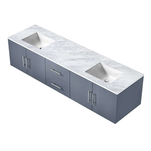 Geneva 80" Dark Grey Double Vanity, White Carrara Marble Top, White Square Sinks and no Mirror - LG192280DBDS000