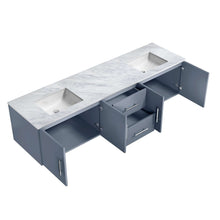 Load image into Gallery viewer, Geneva 80&quot; Dark Grey Double Vanity, White Carrara Marble Top, White Square Sinks and no Mirror - LG192280DBDS000