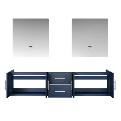 Geneva 80" Navy Blue Double Vanity, no Top and 30" LED Mirrors - LG192280DE00LM30