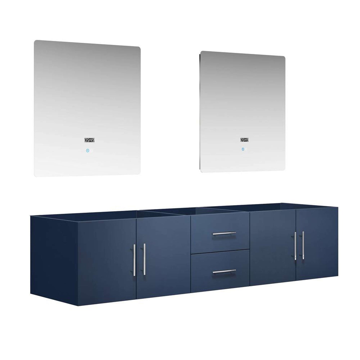 Geneva 80" Navy Blue Double Vanity, no Top and 30" LED Mirrors - LG192280DE00LM30