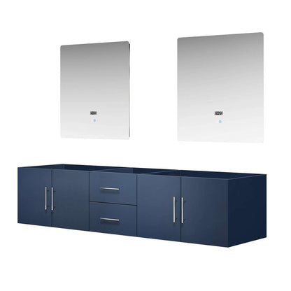 Geneva 80" Navy Blue Double Vanity, no Top and 30" LED Mirrors - LG192280DE00LM30