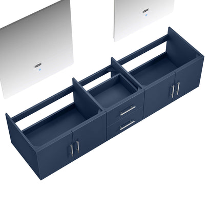 Geneva 80" Navy Blue Double Vanity, no Top and 30" LED Mirrors - LG192280DE00LM30