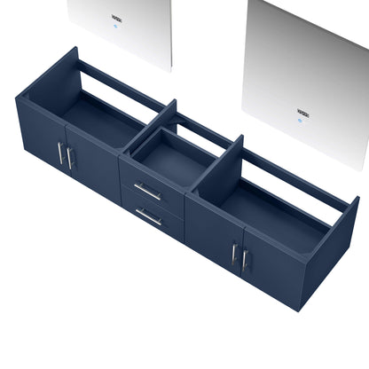 Geneva 80" Navy Blue Double Vanity, no Top and 30" LED Mirrors - LG192280DE00LM30