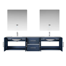 Load image into Gallery viewer, Geneva 80&quot; Navy Blue Double Vanity, White Carrara Marble Top, White Square Sinks and 30&quot; LED Mirrors - LG192280DEDSLM30