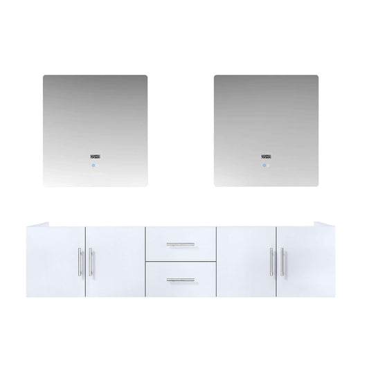 Geneva 80" Glossy White Double Vanity, no Top and 30" LED Mirrors - LG192280DM00LM30