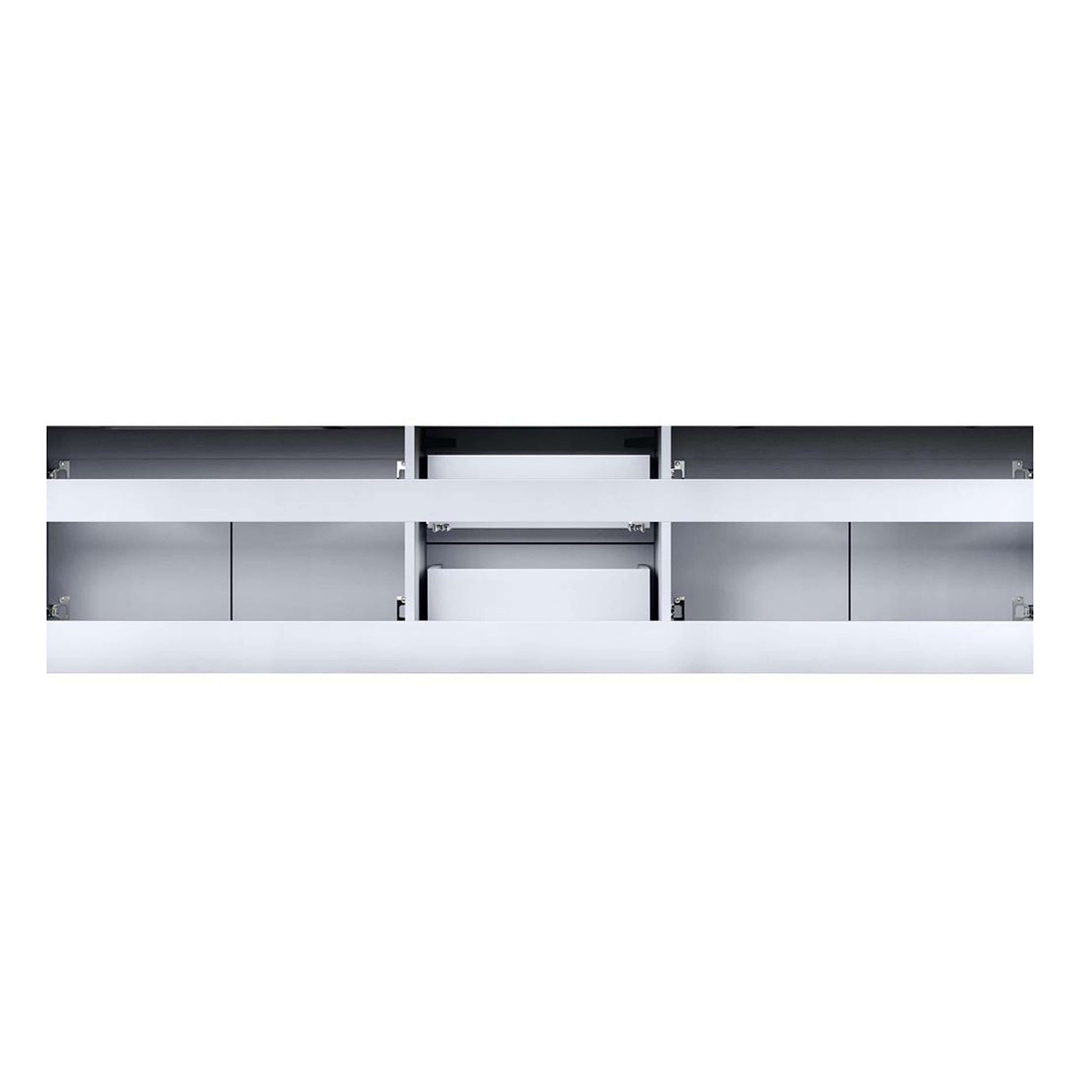 Geneva 80" Glossy White Double Vanity, no Top and 30" LED Mirrors - LG192280DM00LM30