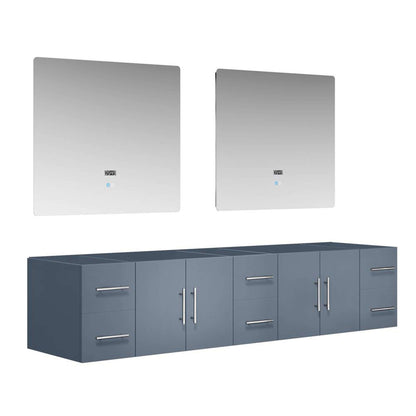 Geneva 84" Dark Grey Double Vanity, no Top and 36" LED Mirrors - LG192284DB00LM36