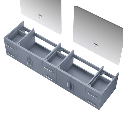 Geneva 84" Dark Grey Double Vanity, no Top and 36" LED Mirrors - LG192284DB00LM36