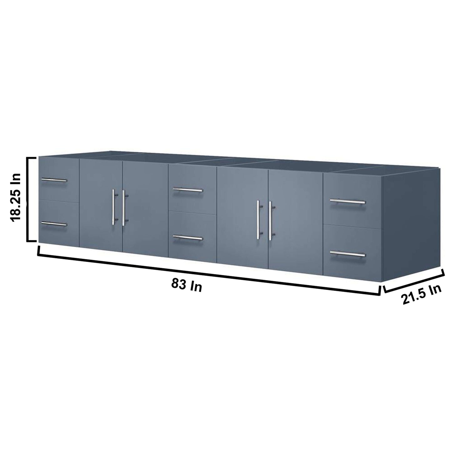 Geneva 84" Dark Grey Double Vanity, no Top and 36" LED Mirrors - LG192284DB00LM36