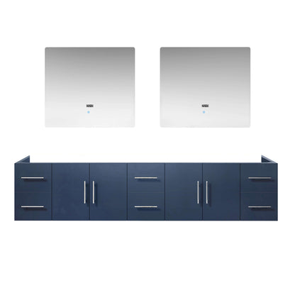 Geneva 84" Navy Blue Double Vanity, no Top and 36" LED Mirrors - LG192284DE00LM36