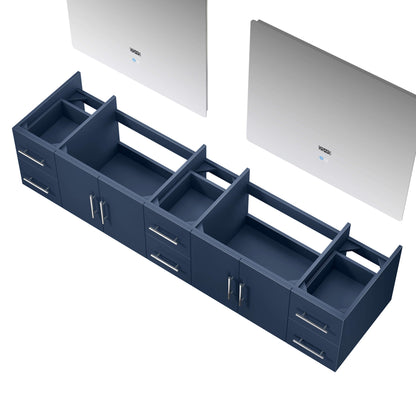 Geneva 84" Navy Blue Double Vanity, no Top and 36" LED Mirrors - LG192284DE00LM36