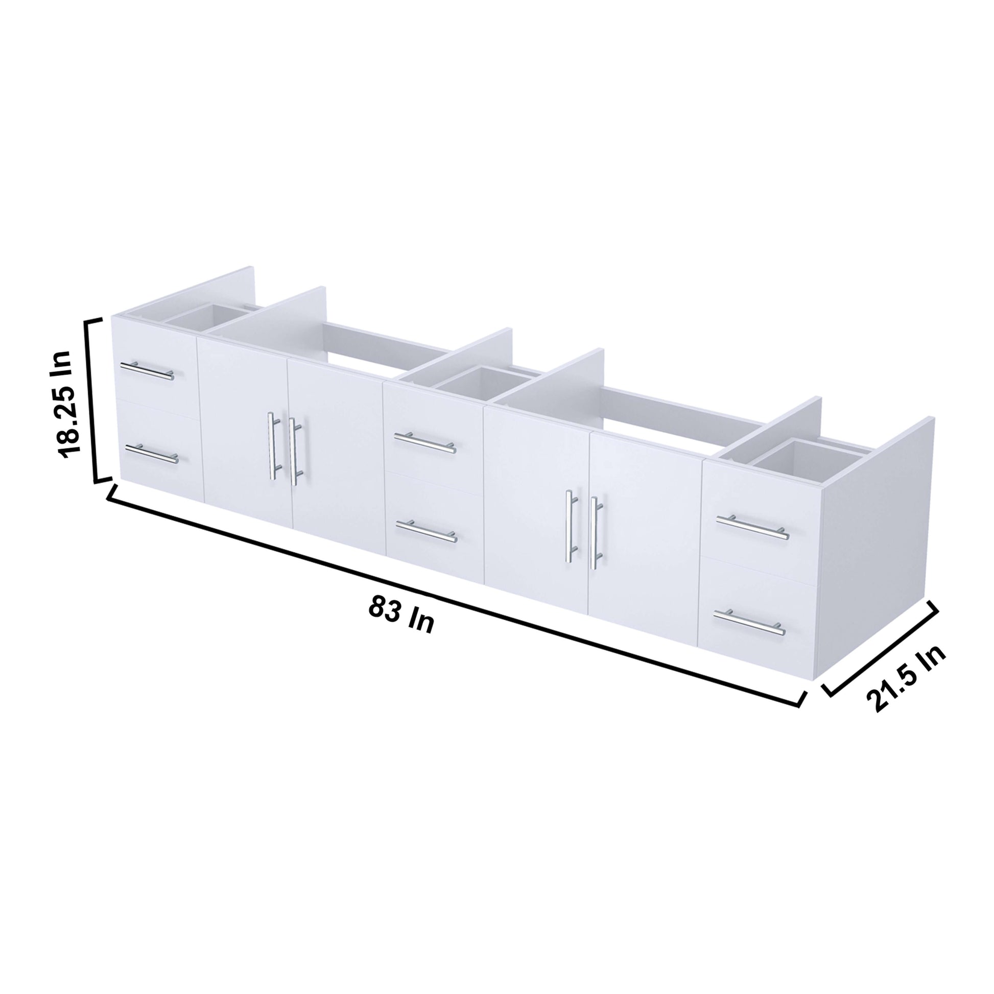 Geneva 84" Glossy White Vanity Cabinet Only - LG192284DM00000