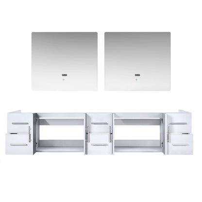 Geneva 84" Glossy White Double Vanity, no Top and 36" LED Mirrors - LG192284DM00LM36