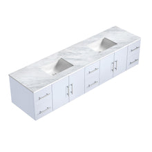 Load image into Gallery viewer, Geneva 84&quot; Glossy White Double Vanity, White Carrara Marble Top, White Square Sinks and no Mirror - LG192284DMDS000