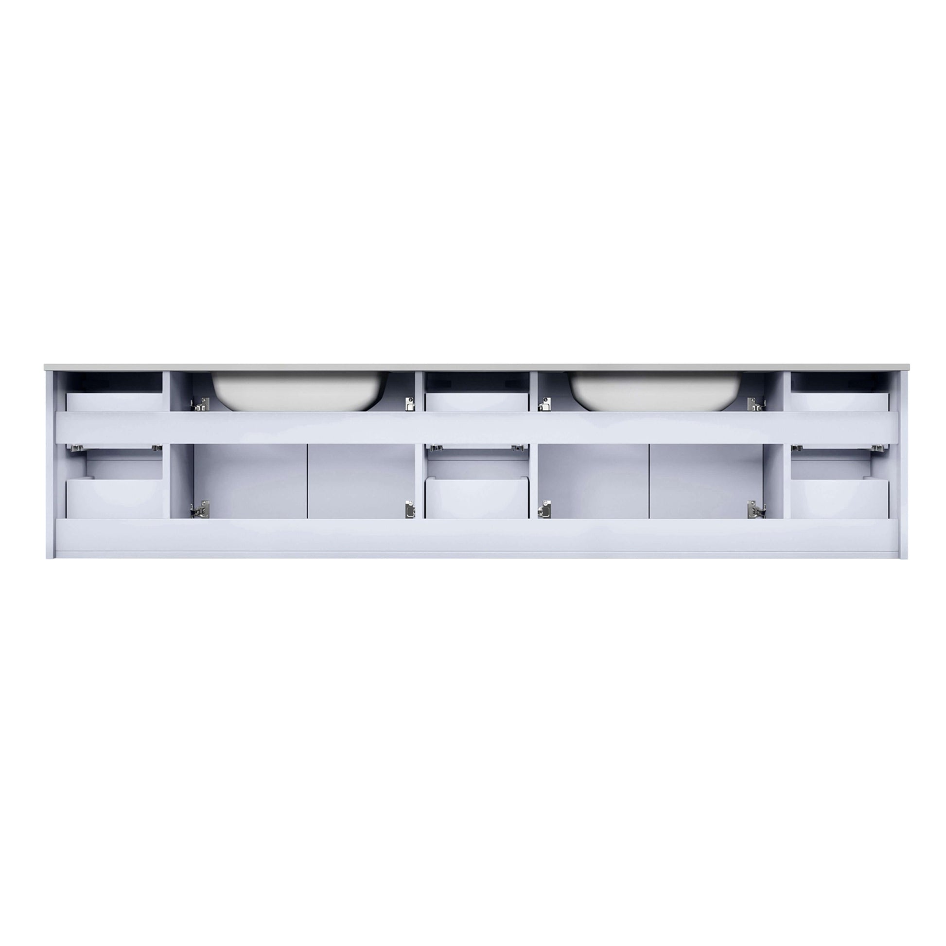 84" Glossy White Double Vanity Ensemble with White Carrara Marble Top with White Ceramic Square Undermount Sinks and 36 inch LED Mirrors - LG192284DMDSLM36F