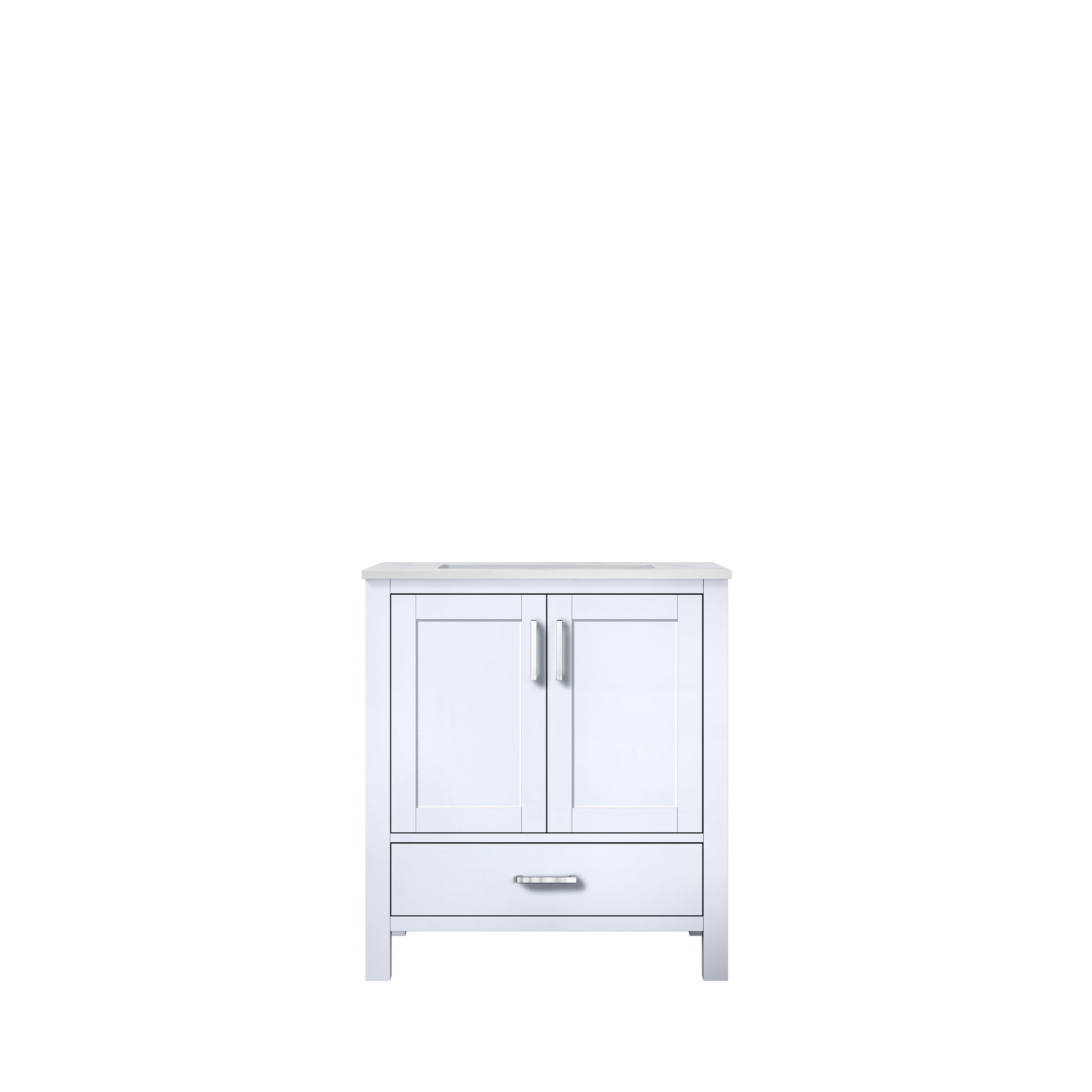 Jacques 30" White Single Vanity, White Carrara Marble Top, White Square Sink and no Mirror - LJ342230SADS000