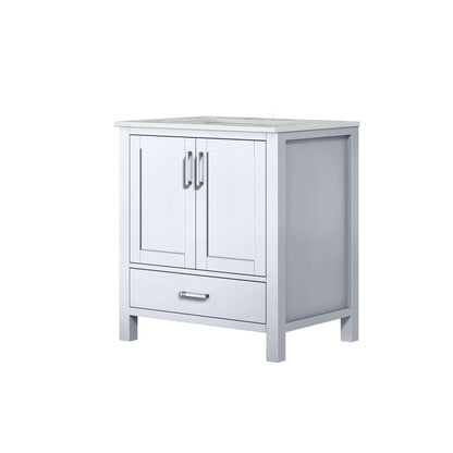 Jacques 30" White Single Vanity, White Carrara Marble Top, White Square Sink and no Mirror - LJ342230SADS000