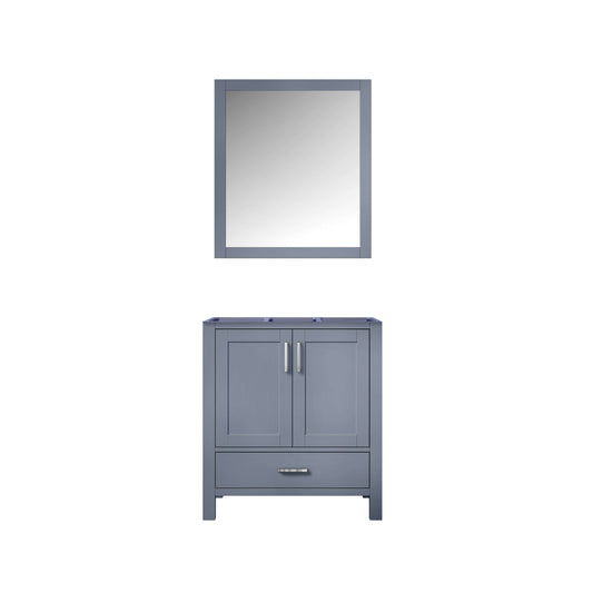 Jacques 30" Dark Grey Single Vanity, no Top and 28" Mirror - LJ342230SB00M28