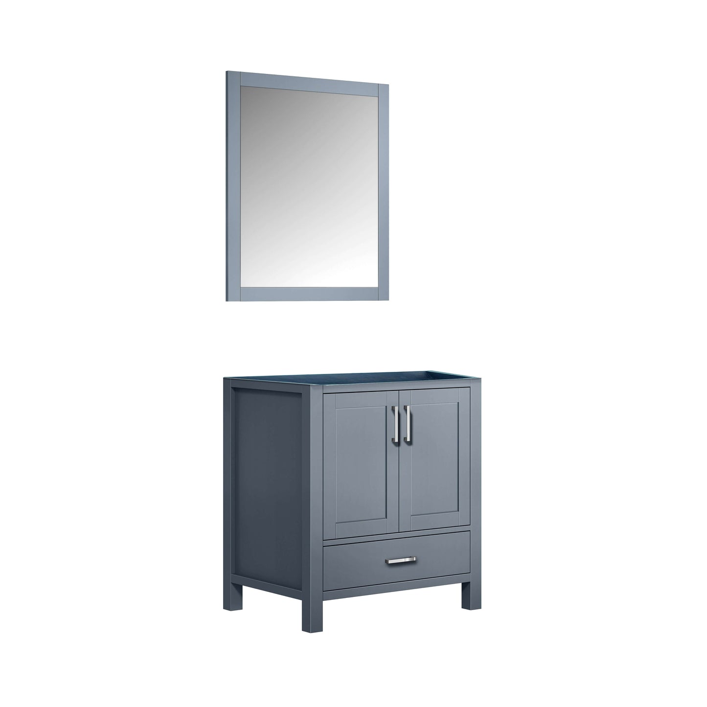 Jacques 30" Dark Grey Single Vanity, no Top and 28" Mirror - LJ342230SB00M28