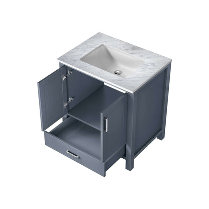 Jacques 30" Dark Grey Single Vanity, White Carrara Marble Top, White Square Sink and no Mirror - LJ342230SBDS000