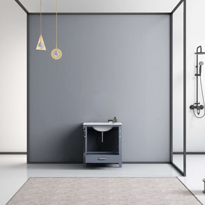 Jacques 30" Dark Grey Single Vanity, White Carrara Marble Top, White Square Sink and no Mirror - LJ342230SBDS000