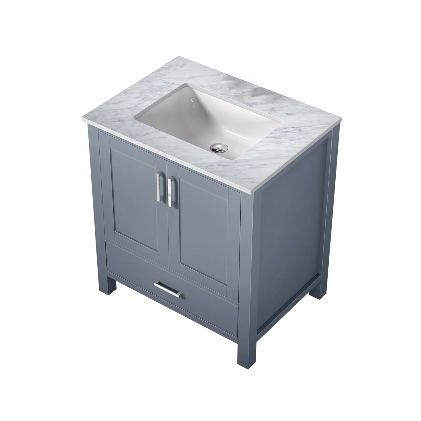 Jacques 30" Dark Grey Single Vanity, White Carrara Marble Top, White Square Sink and no Mirror - LJ342230SBDS000