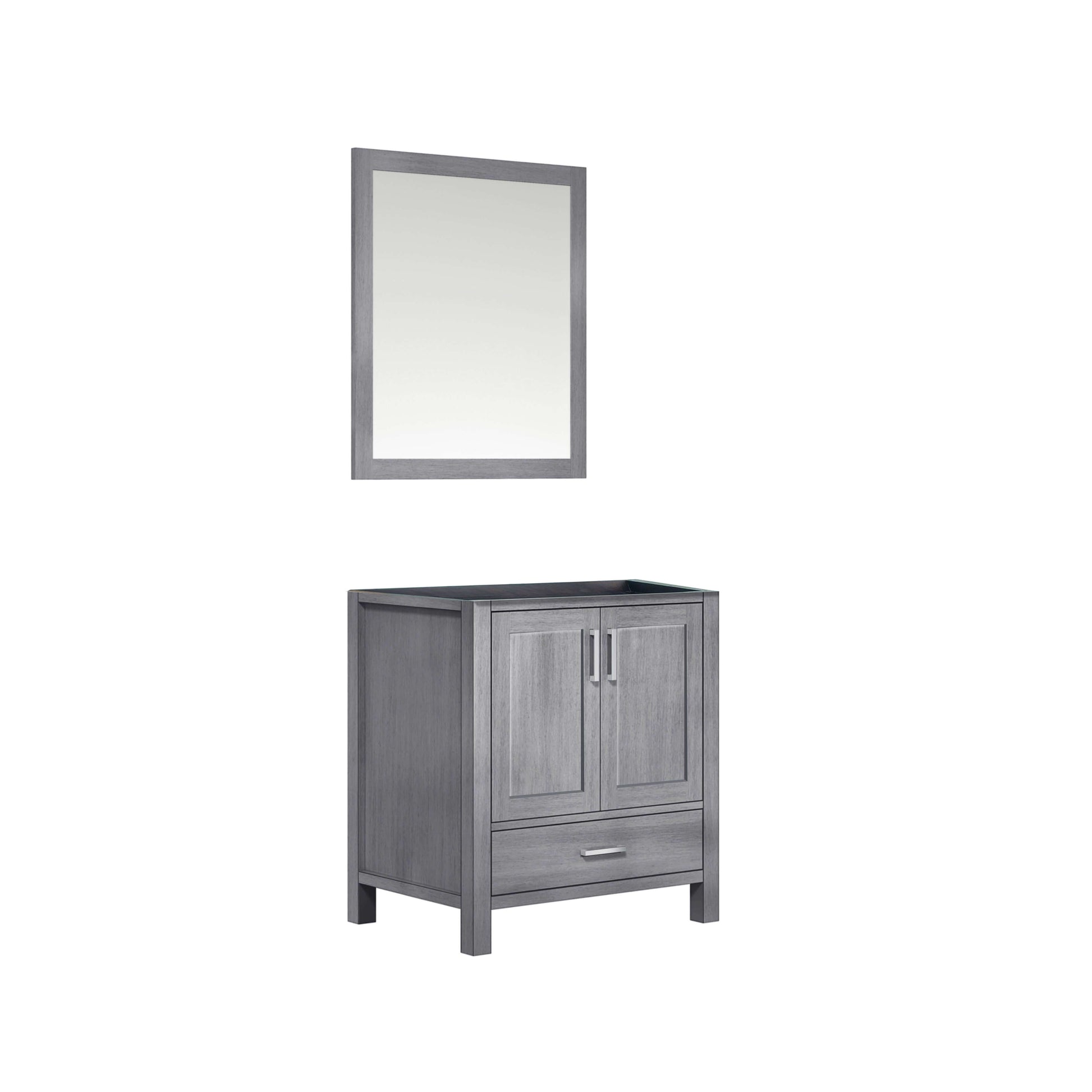 Jacques 30" White Single Vanity White, no Top and 28" Mirror - LJ342230SD00M28