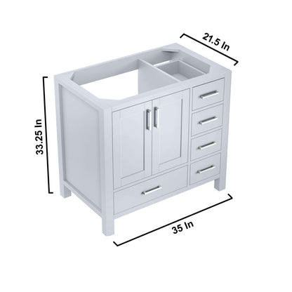 Jacques 36" White Vanity Cabinet Only - Left Version - LJ342236SA00000L