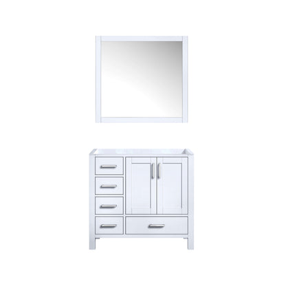 Jacques 36" White Single Vanity, no Top and 34" Mirror - Right Version - LJ342236SA00M34R