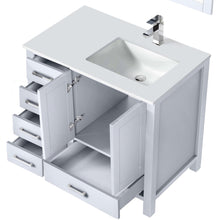 Load image into Gallery viewer, Jacques 36&quot; White Single Vanity, White Quartz Top, White Square Sink and no Mirror - Left Version - LJ342236SAWQ000L