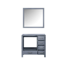 Load image into Gallery viewer, Jacques 36&quot; Dark Grey Single Vanity, no Top and 34&quot; Mirror - Left Version - LJ342236SB00M34L