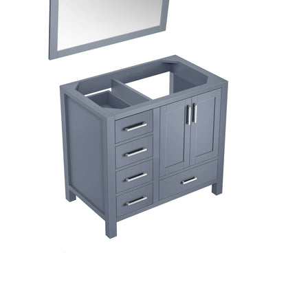 Jacques 36" Dark Grey Single Vanity, no Top and 34" Mirror - Right Version - LJ342236SB00M34R