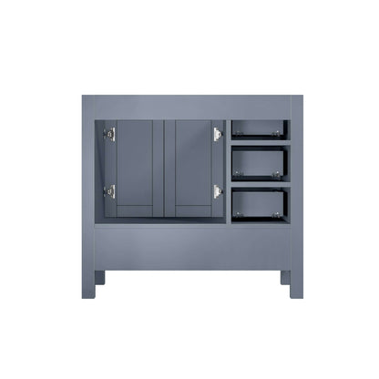 Jacques 36" Dark Grey Single Vanity, no Top and 34" Mirror - Right Version - LJ342236SB00M34R