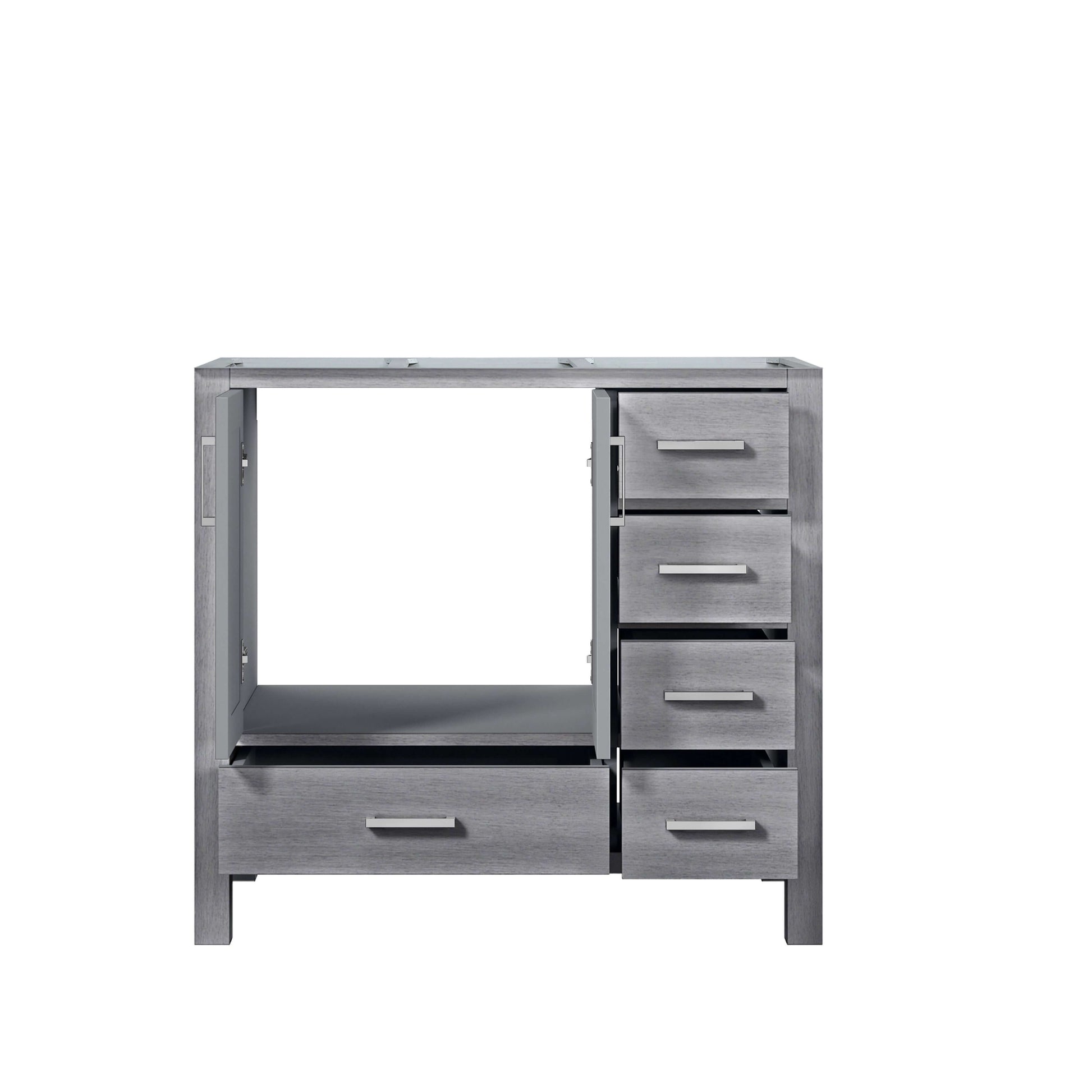 Jacques 36" Distressed Grey Vanity Cabinet Only - Left Version - LJ342236SD00000L