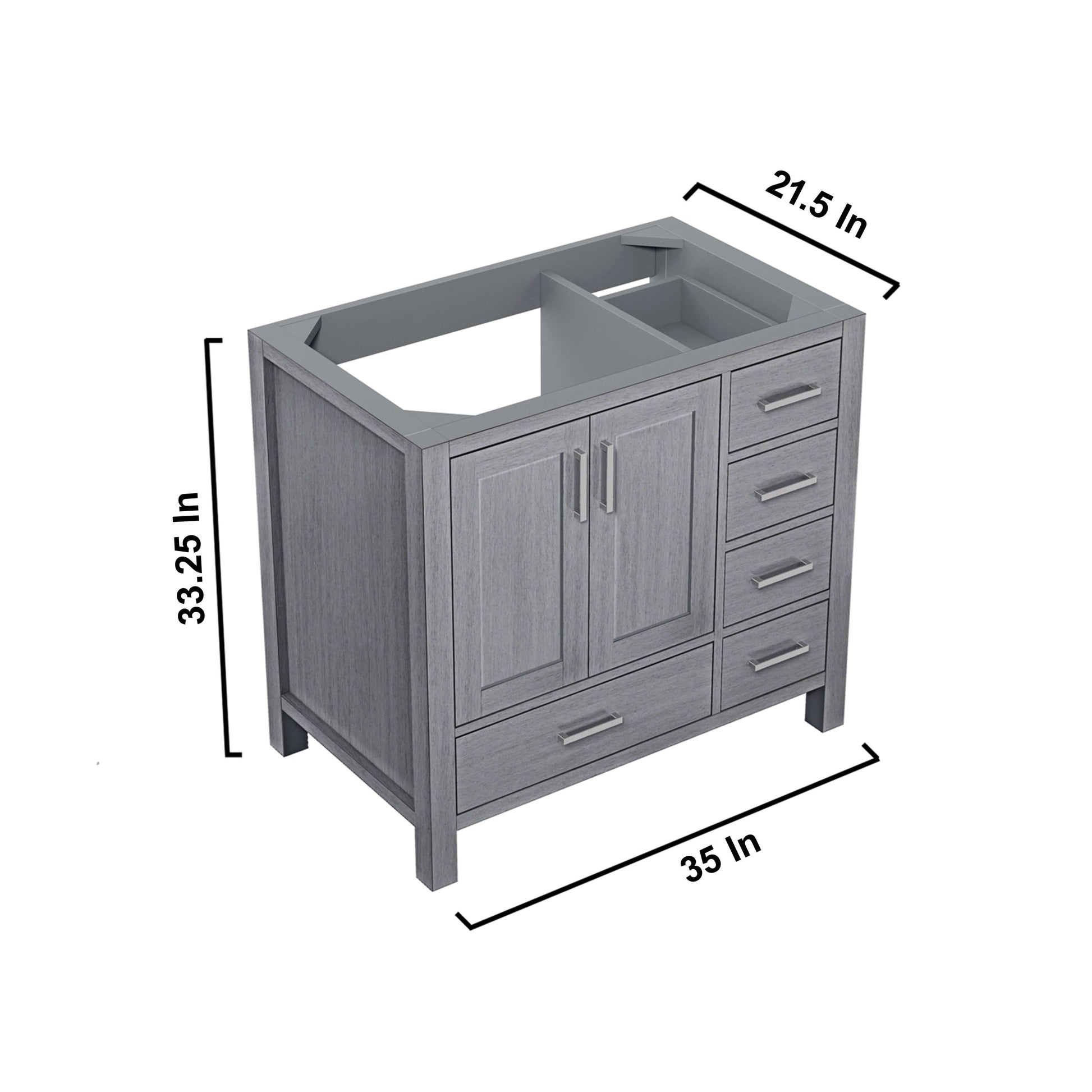 Jacques 36" Distressed Grey Vanity Cabinet Only - Left Version - LJ342236SD00000L