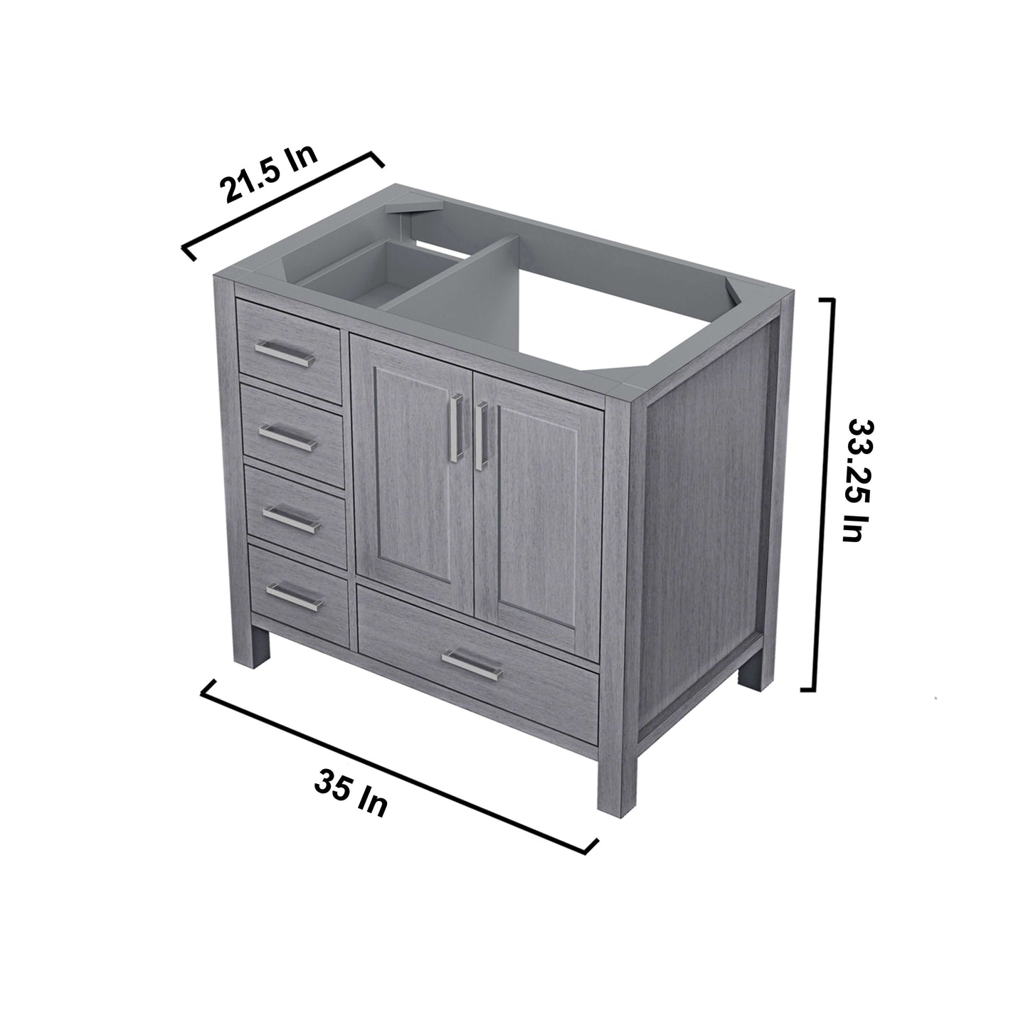 Jacques 36" Distressed Grey Vanity Cabinet Only - Right Version - LJ342236SD00000R