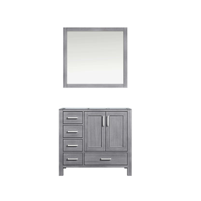 Jacques 36" Distressed Grey Single Vanity, no Top and 34" Mirror - Right Version - LJ342236SD00M34R