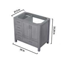 Load image into Gallery viewer, Jacques 36&quot; Distressed Grey Single Vanity, no Top and 34&quot; Mirror - Right Version - LJ342236SD00M34R