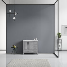 Load image into Gallery viewer, Jacques 36&quot; Distressed Grey Single Vanity, White Carrara Marble Top, White Square Sink and no Mirror - Left Version - LJ342236SDDS000L