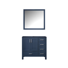 Load image into Gallery viewer, Jacques 36&quot; Navy Blue Single Vanity, no Top and 34&quot; Mirror - Left Version - LJ342236SE00M34L