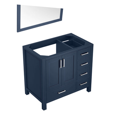 Jacques 36" Navy Blue Single Vanity, no Top and 34" Mirror - Left Version - LJ342236SE00M34L