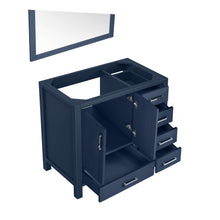 Load image into Gallery viewer, Jacques 36&quot; Navy Blue Single Vanity, no Top and 34&quot; Mirror - Left Version - LJ342236SE00M34L