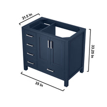 Load image into Gallery viewer, Jacques 36&quot; Navy Blue Single Vanity, no Top and 34&quot; Mirror - Right Version - LJ342236SE00M34R