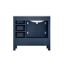 Load image into Gallery viewer, Jacques 36&quot; Navy Blue Single Vanity, White Carrara Marble Top, White Square Sink and no Mirror - Left Version - LJ342236SEDS000L