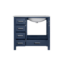 Load image into Gallery viewer, Jacques 36&quot; Navy Blue Single Vanity, White Carrara Marble Top, White Square Sink and no Mirror - Right Version - LJ342236SEDS000R
