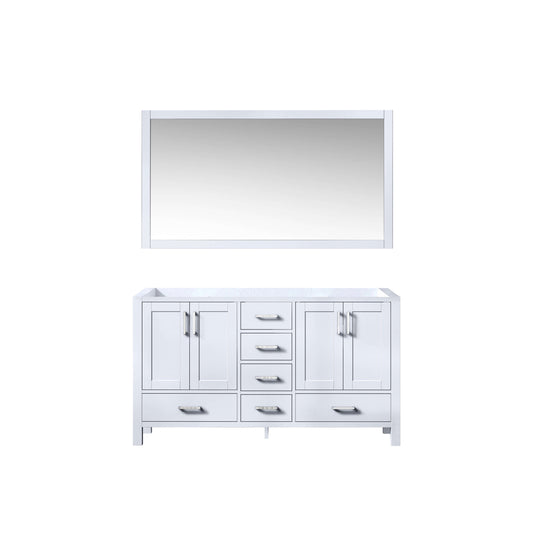 Jacques 60" White Double Vanity, no Top and 58" Mirror - LJ342260DA00M58