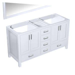 Jacques 60" White Double Vanity, no Top and 58" Mirror - LJ342260DA00M58