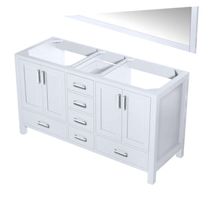 Jacques 60" White Double Vanity, no Top and 58" Mirror - LJ342260DA00M58