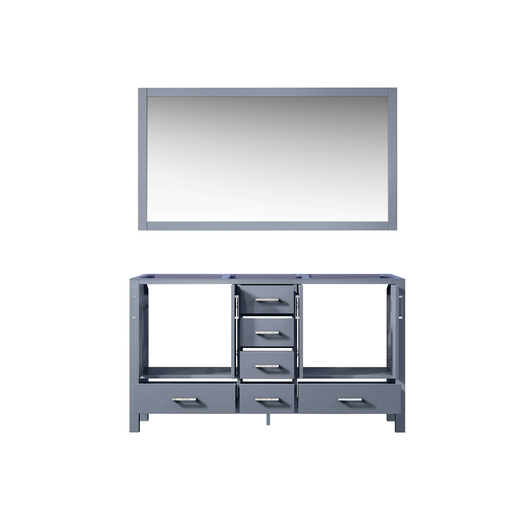 Jacques 60" Dark Grey Double Vanity, no Top and 58" Mirror - LJ342260DB00M58