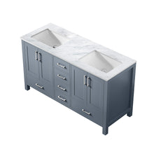 Load image into Gallery viewer, Jacques 60&quot; Dark Grey Double Vanity, White Carrara Marble Top, White Square Sinks and no Mirror - LJ342260DBDS000